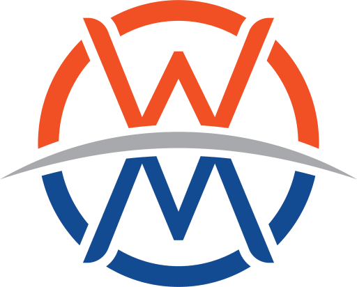 Stylized logo with orange, gray, and blue elements forming 'W' and 'M'.