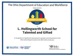 A photo of the 2025 Momentum Award.