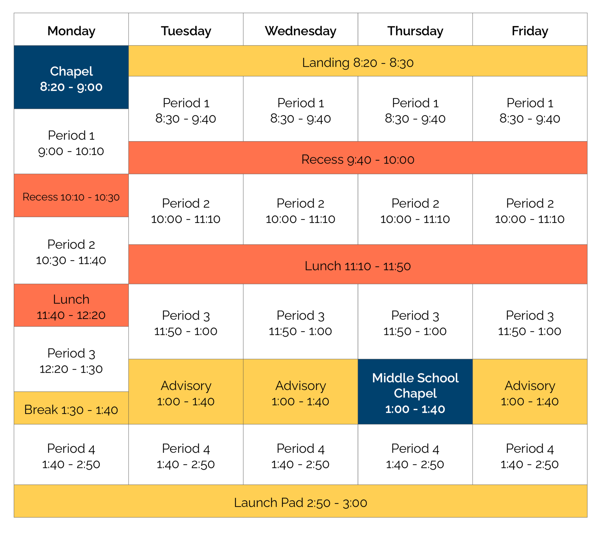 MS Schedule