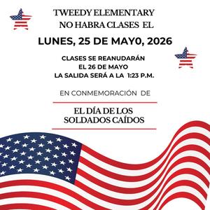 Memorial day note, school closed Spanish