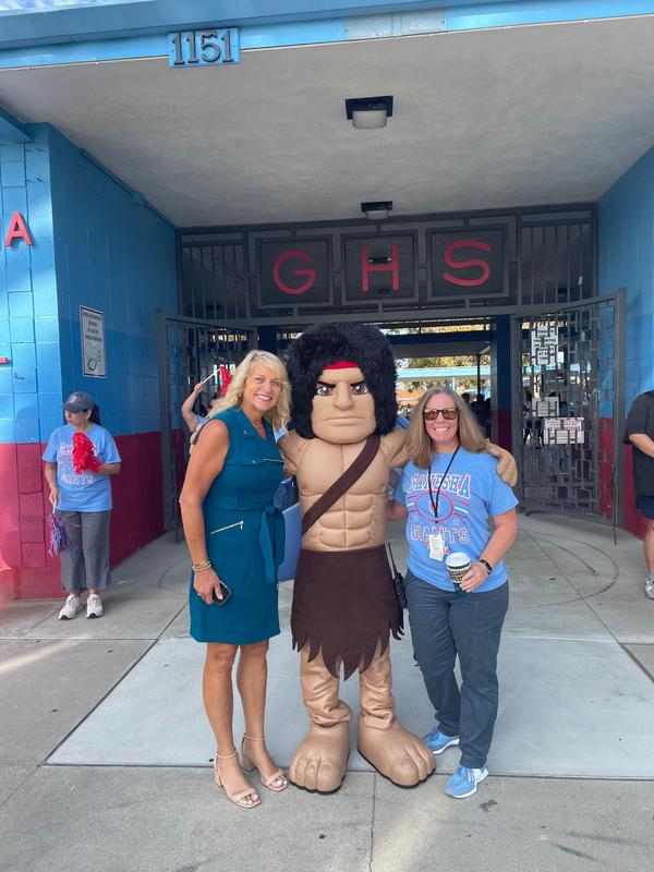School administration with the Giant