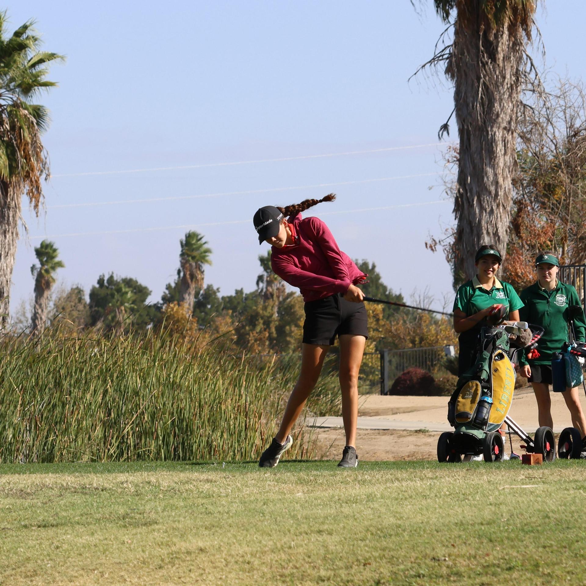 Girls golfers in action at the championships