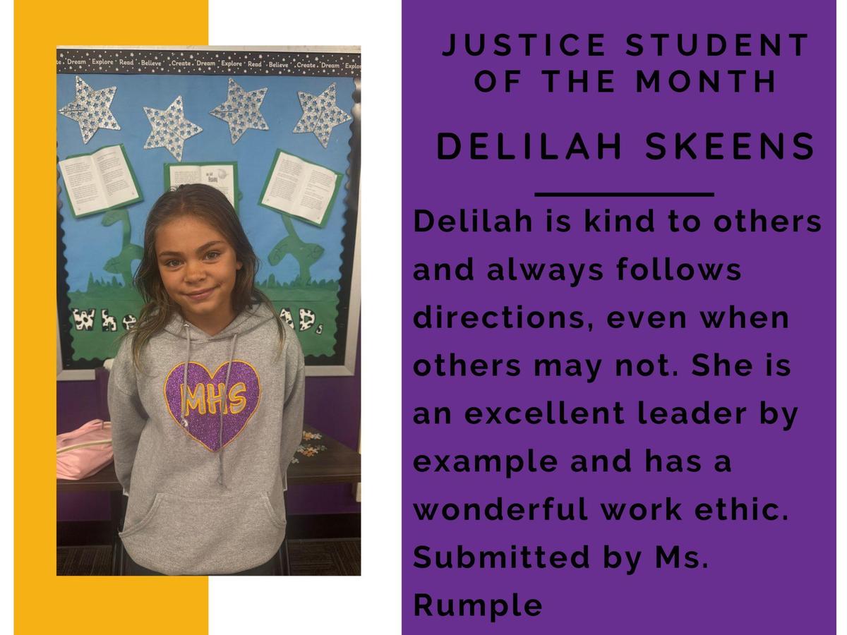 promo graphic - JIS student of the month Sept 2025 - Delilah Skeens