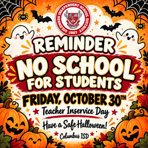 No School Reminder for Friday, October 30th