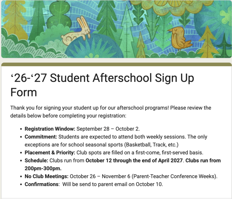 Information about afterschool clubs