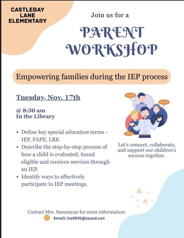 Parent Workshop - Empowering families during the IEP process 11/17