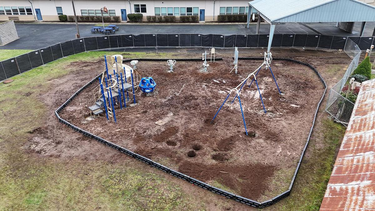 aerial view of new playground site