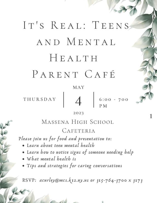 Parent Cafe on Teens and Mental Health Massena Central School District