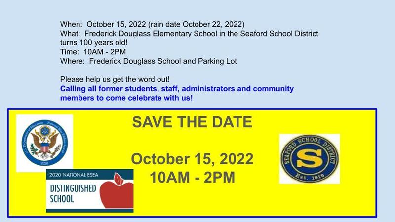 Frederick Douglass Elementary School in the Seaford School District turns 100 years old! Featured Photo