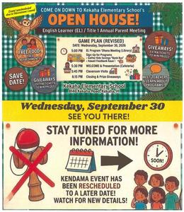2026 Kekaha School Open House (Sept 30, 2026)