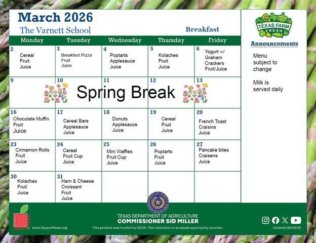 March 2026 Menus Featured Photo