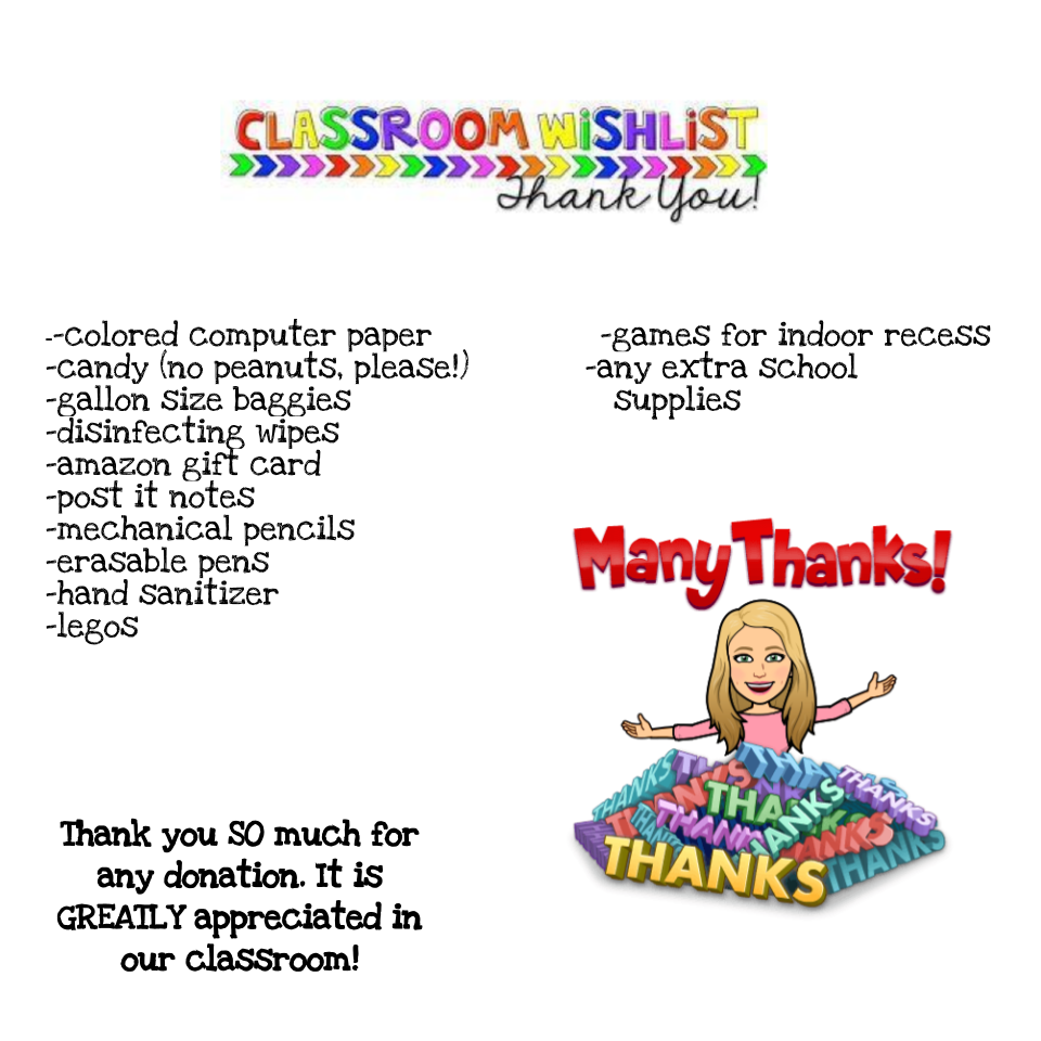 Wish List Allison Carthey Canyon Pointe Elementary