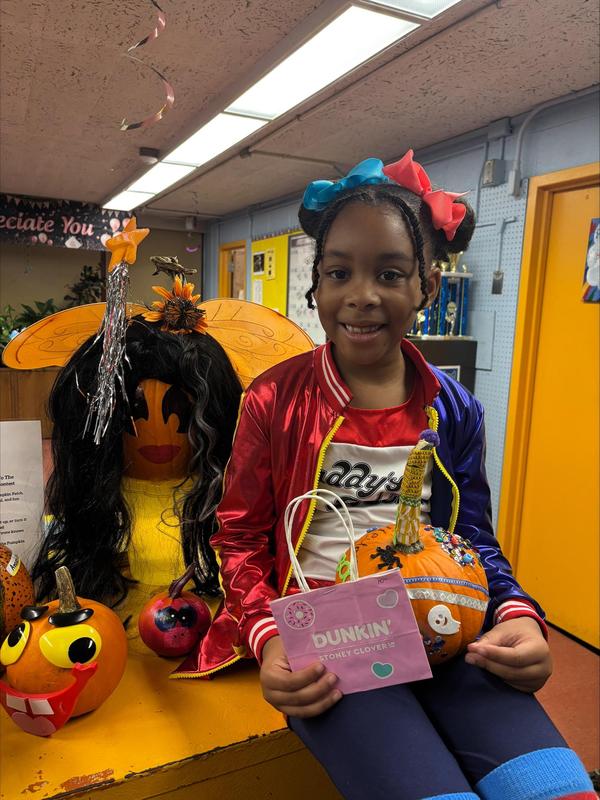 Spooky pumpkin with ghost and black hat stickers