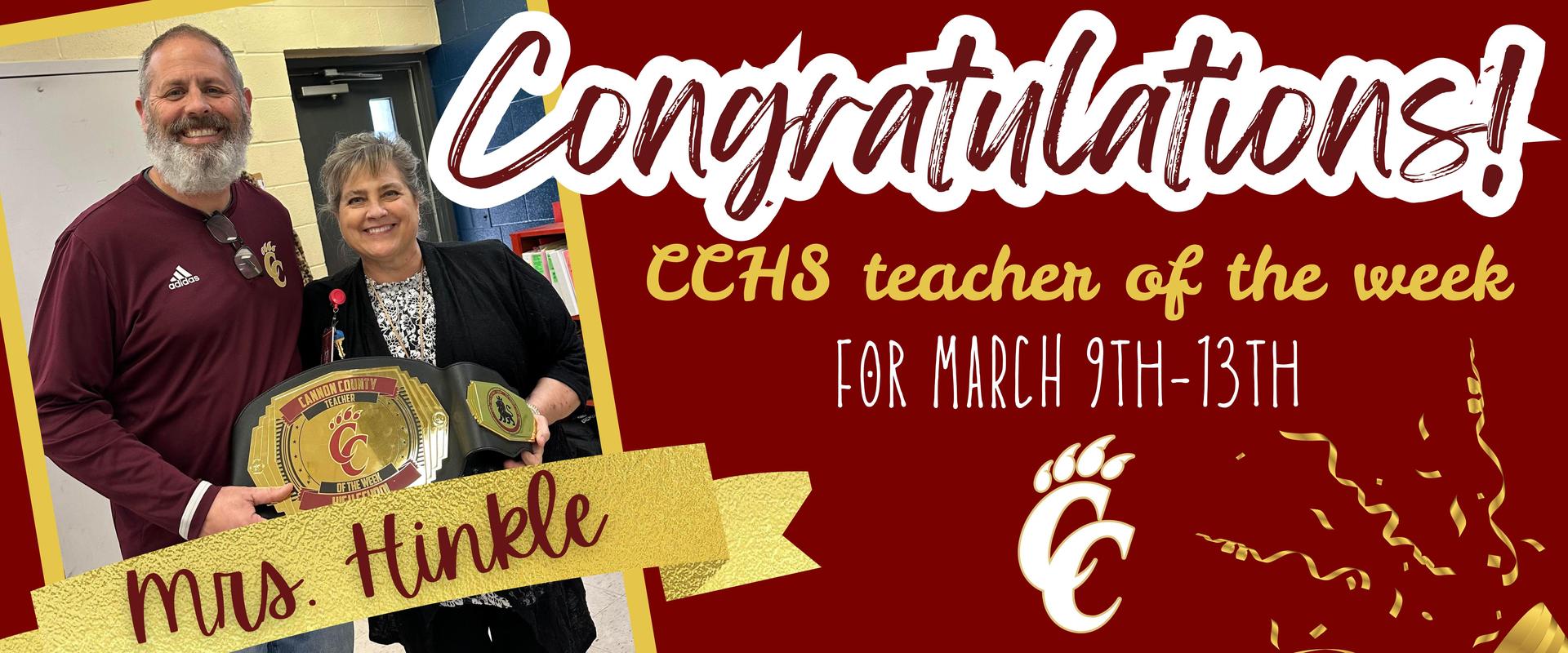 Teacher of the week - Mrs. Hinkle