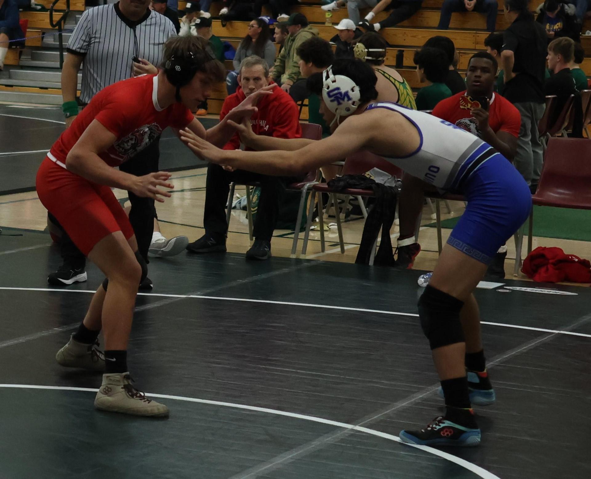 Boys wrestling in the Liberty Duals event 107