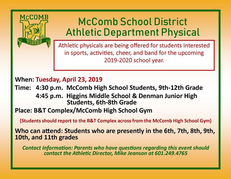 McComb School District Athletic Department Physical Featured Photo