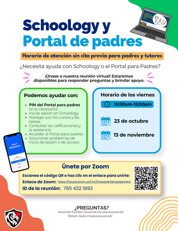 Parent Portal Hours Spanish
