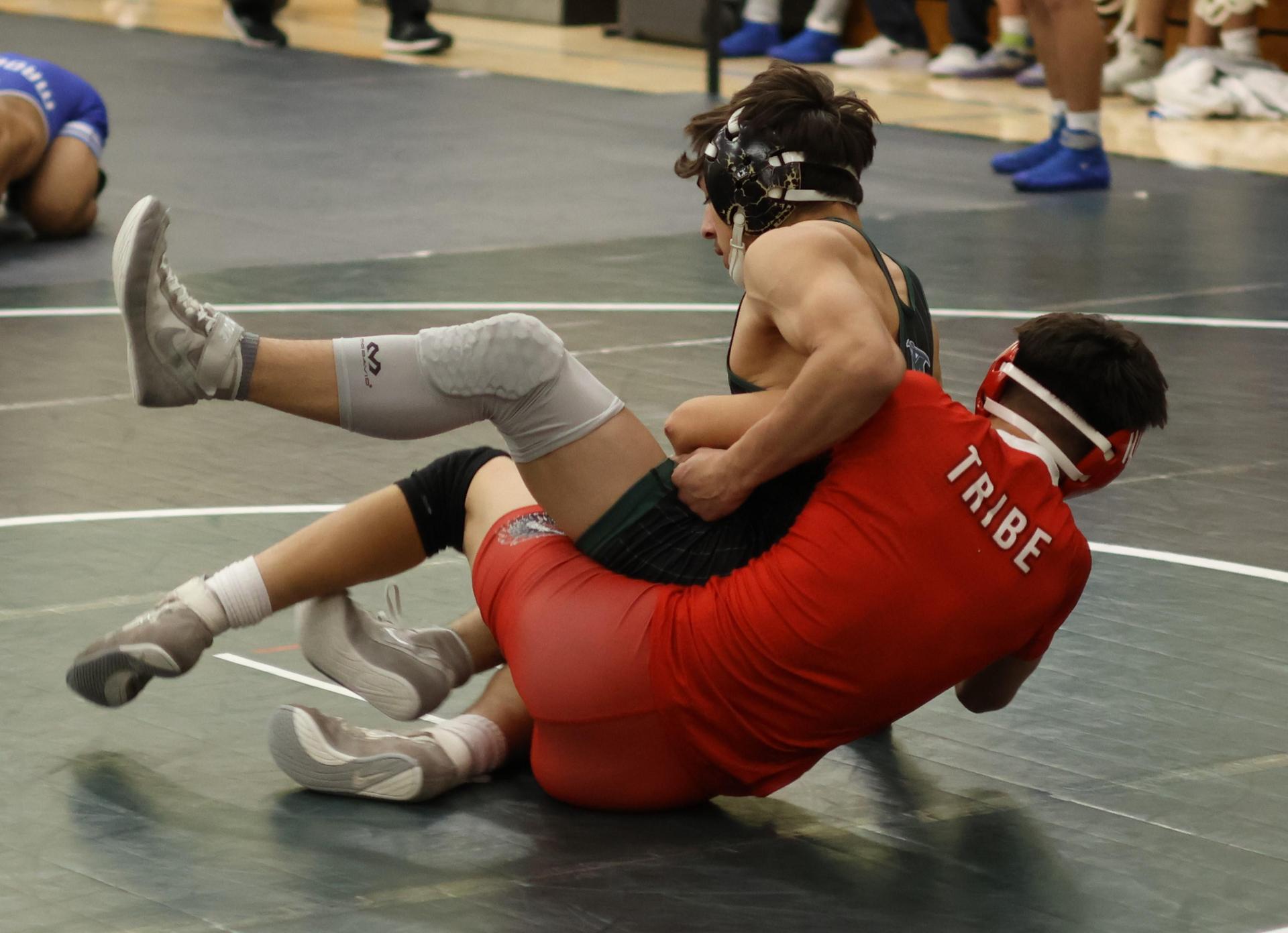 Boys wrestling in the Liberty Duals event 151