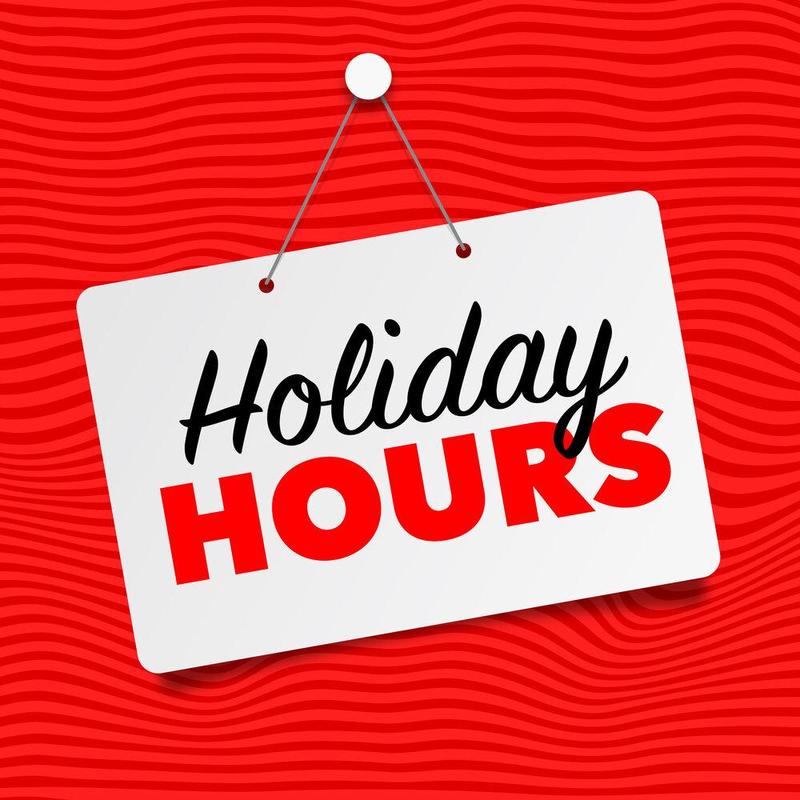 Holiday Hours sign