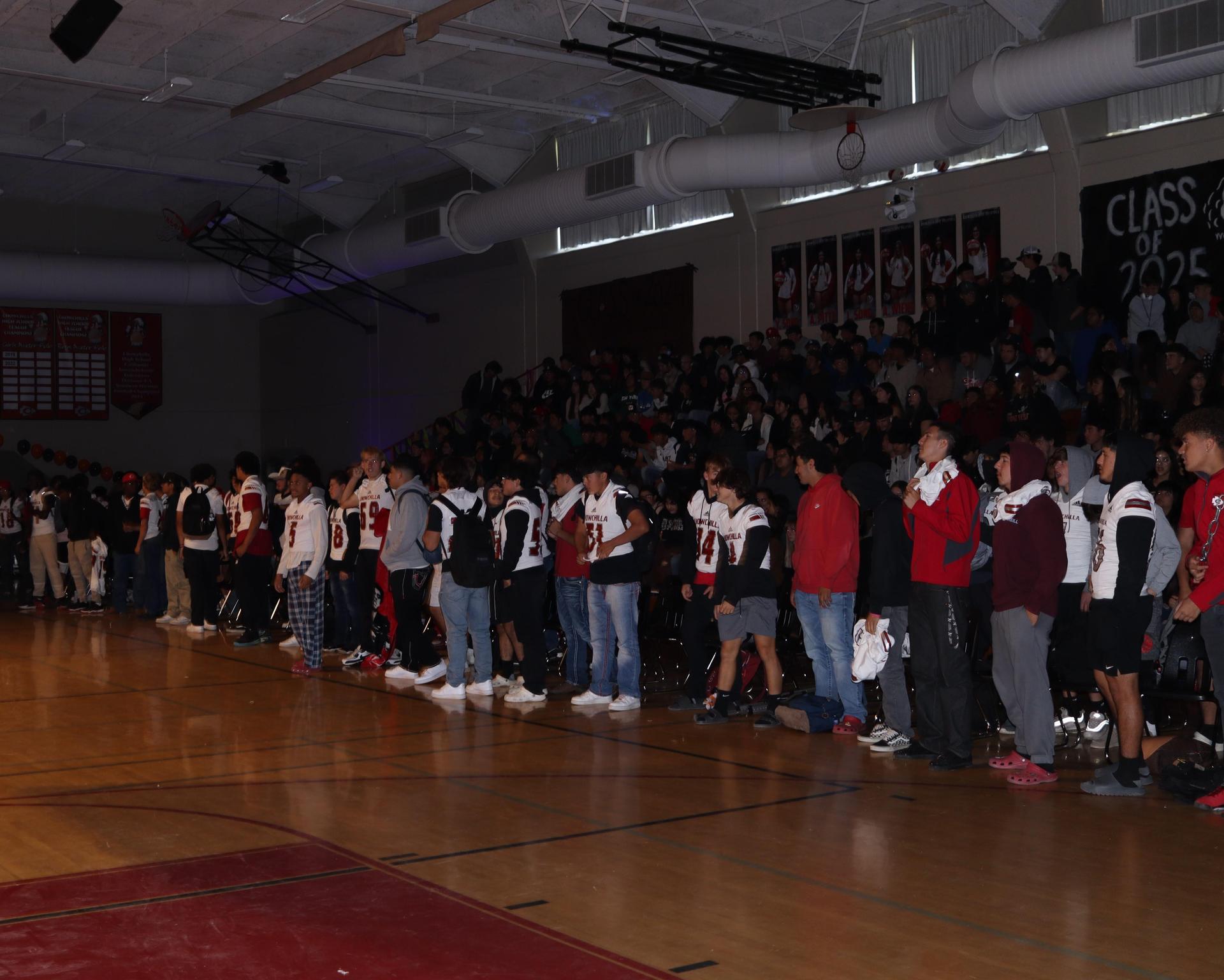 Students and staff enjoying the fall sports rally