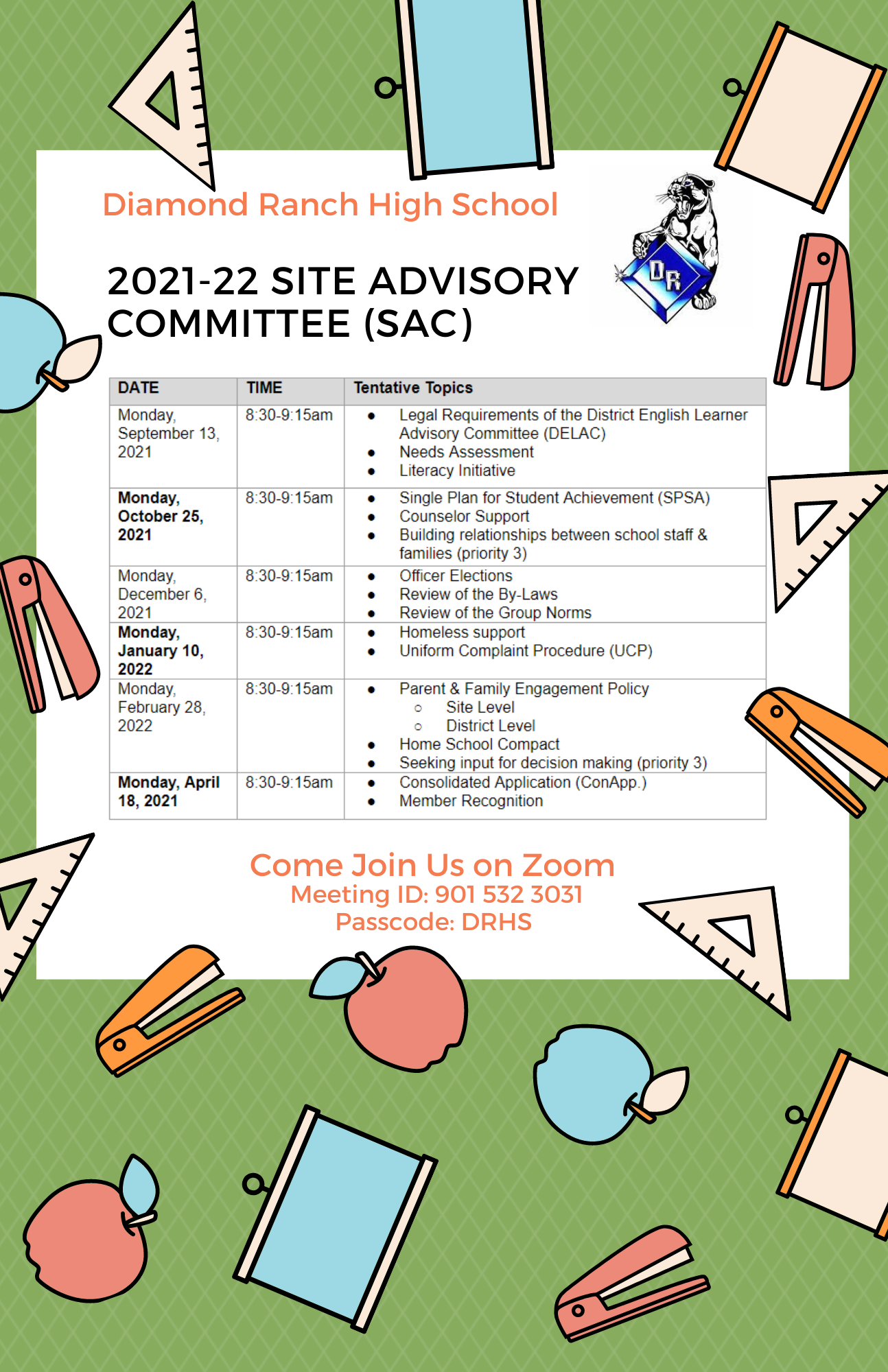 SAC ELAC Information Parents Diamond Ranch High School
