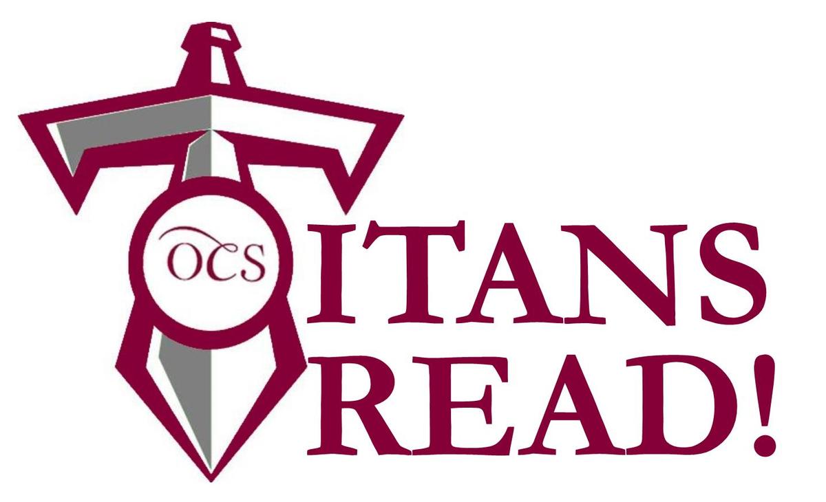 Logo promoting Reading with Titans, showcasing a sword and the phrase 'Titans Read!'