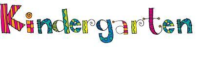 Playful text spelling 'Kindergarten' in vibrant colors and patterns.