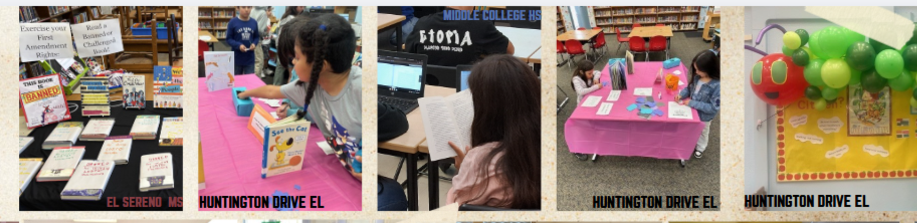 photo collage of different events hosted in or by school libraries