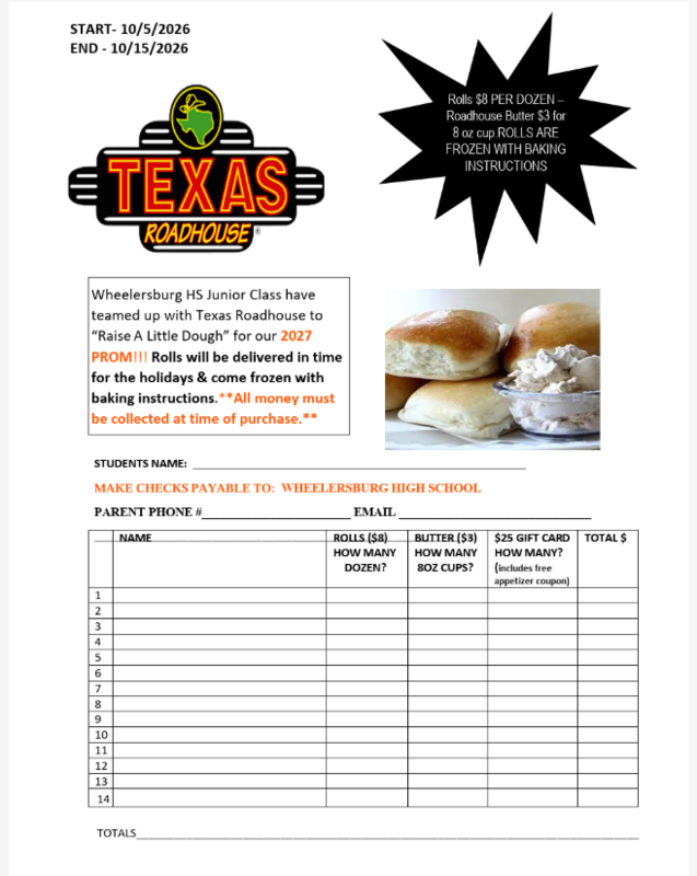Order form Prom Fundraiser