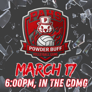 shattered glass background with Powder Buff logo