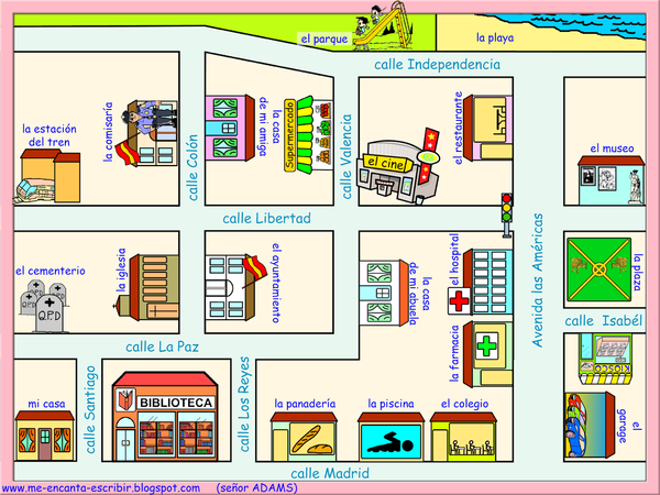 Caminando por la ciudad - Me encanta escribir en español - Señor ADAMS 01.png