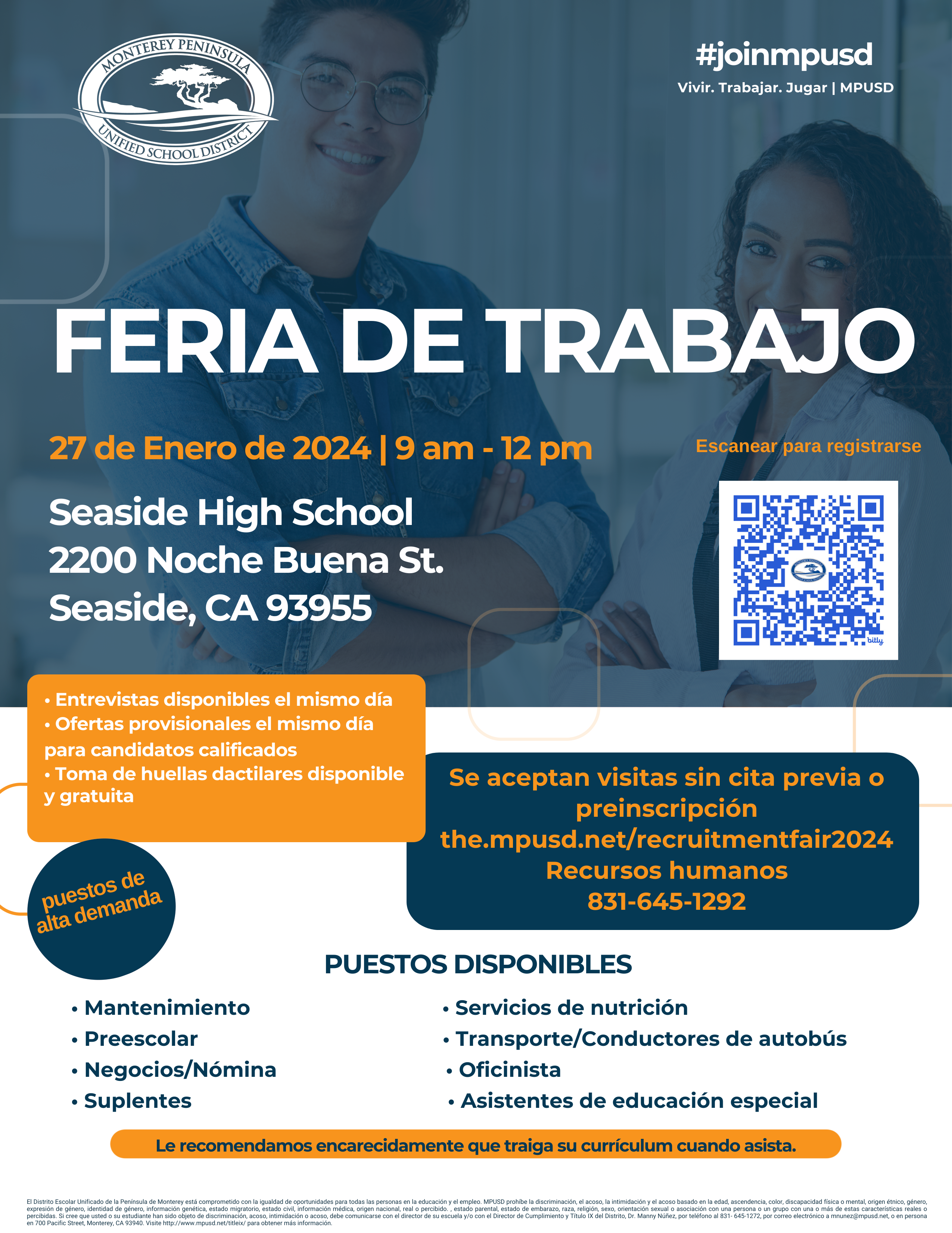 Job Fair | January 27 @ 9 a.m. | Monterey Peninsula Unified School District