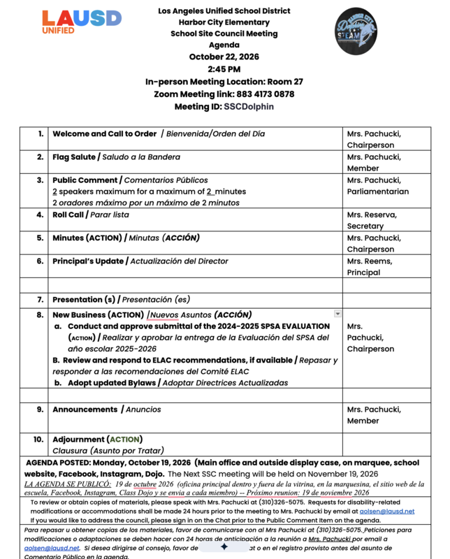 SSC Agenda