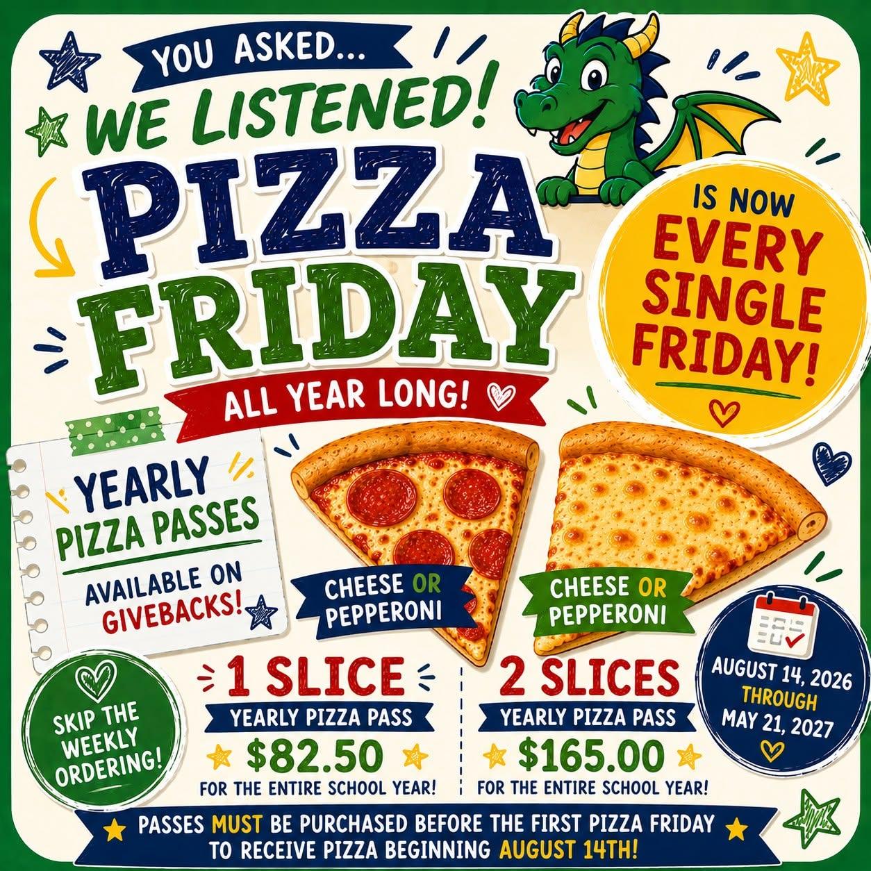 PTA Pizza Every Friday