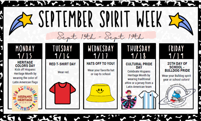 Spirit Week September 15th-19th