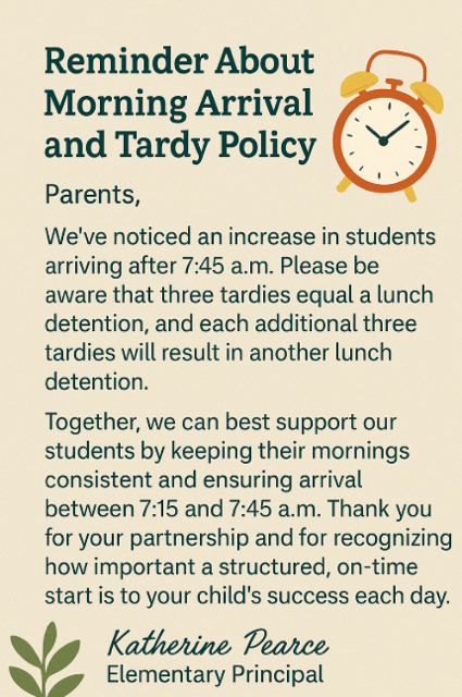 ⏰ Morning Drop-Off Reminder