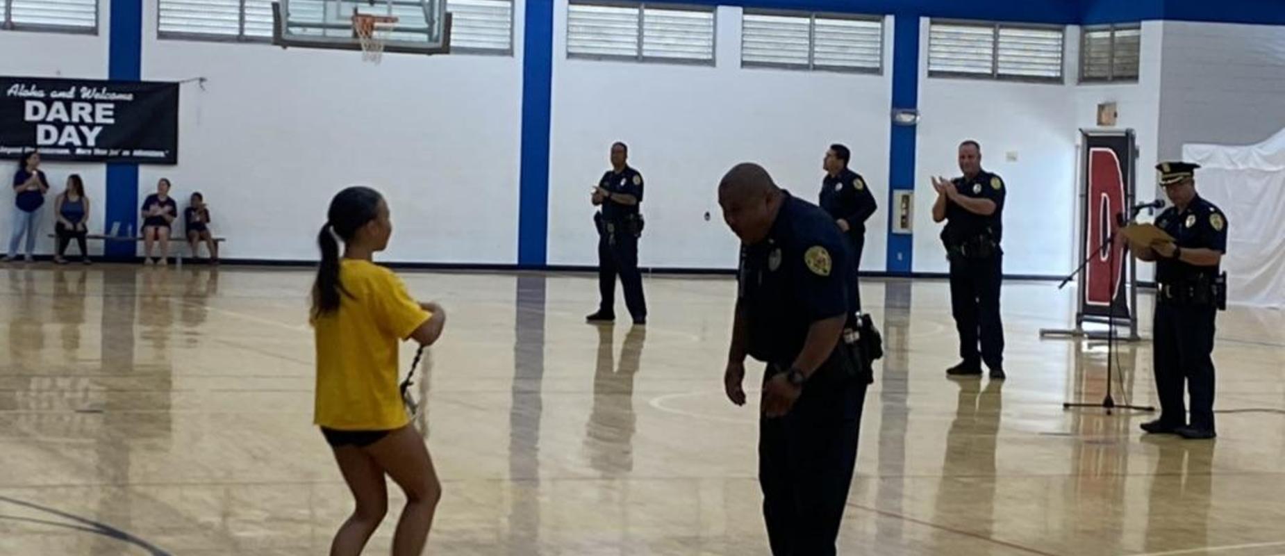 Recognizing Officer Justin (our DARE instructor) at DARE Day
