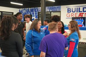 Skrabanek visits with current athletic training students