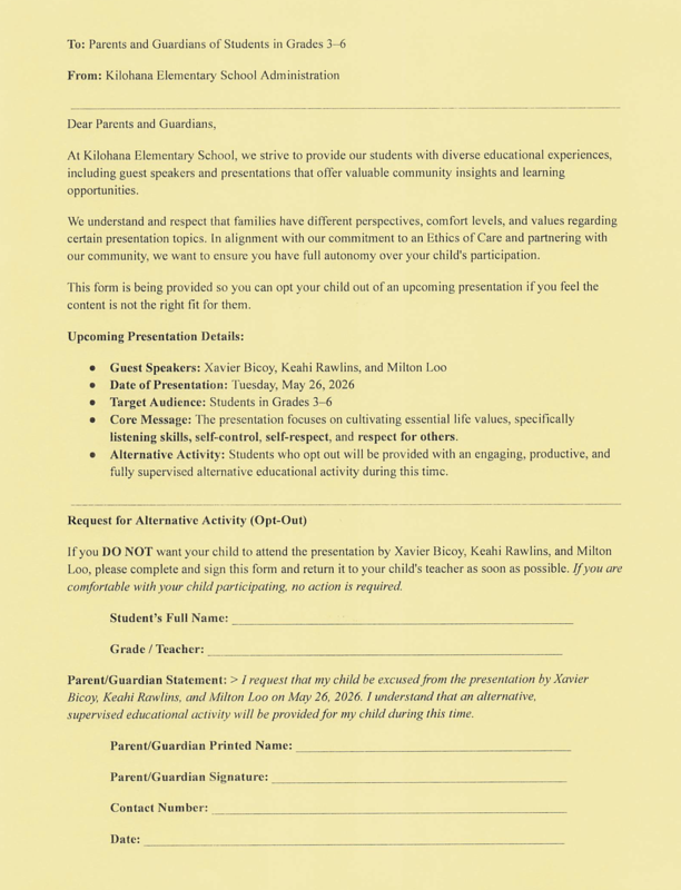 opt-out form