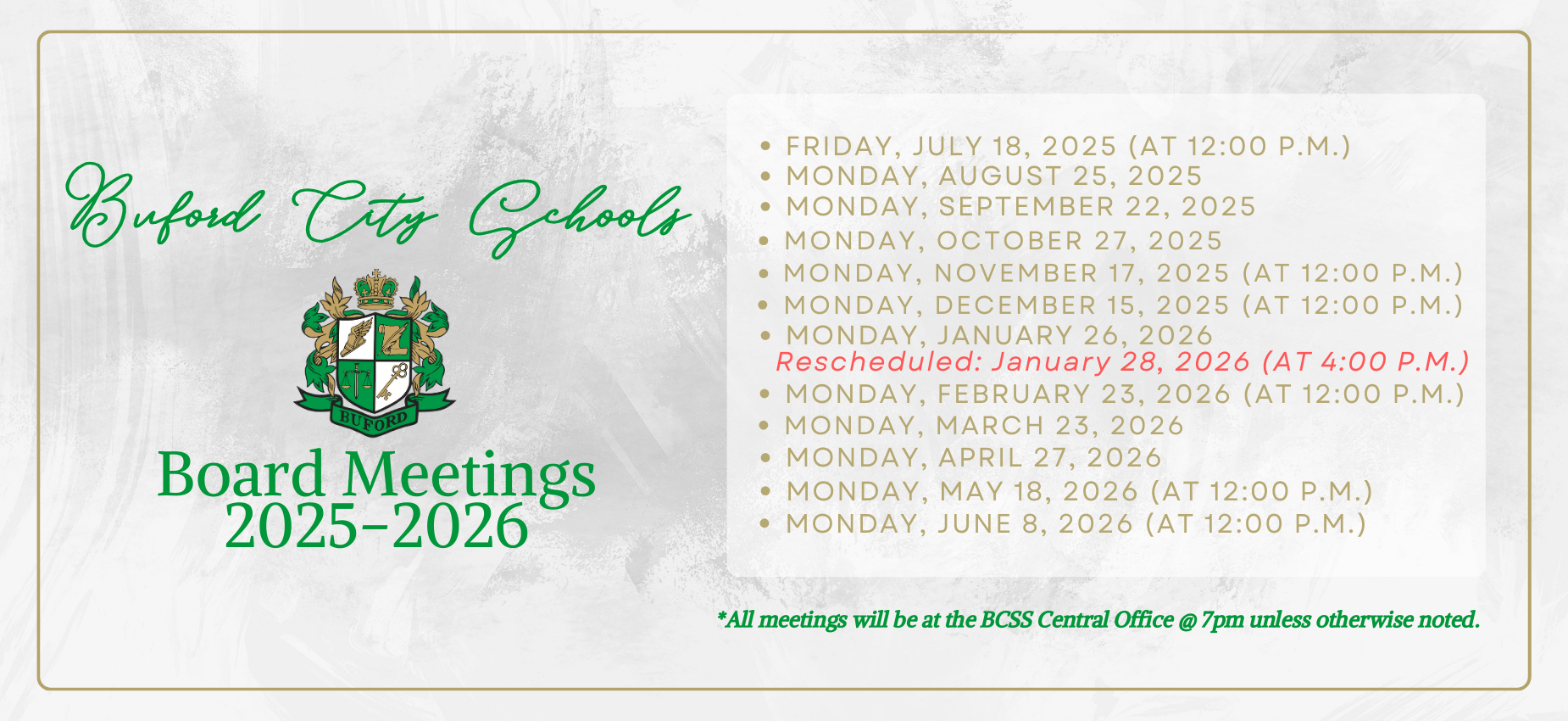 Board Meeting Dates