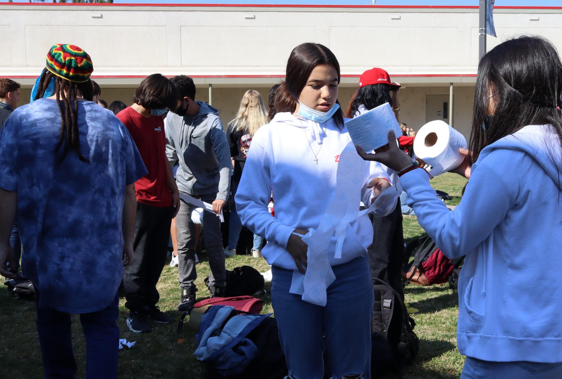 Students enjoying throwback thursday for spooky week