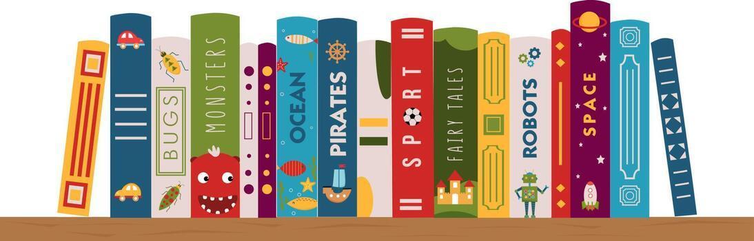 Clipart of libary books on a wall shelf