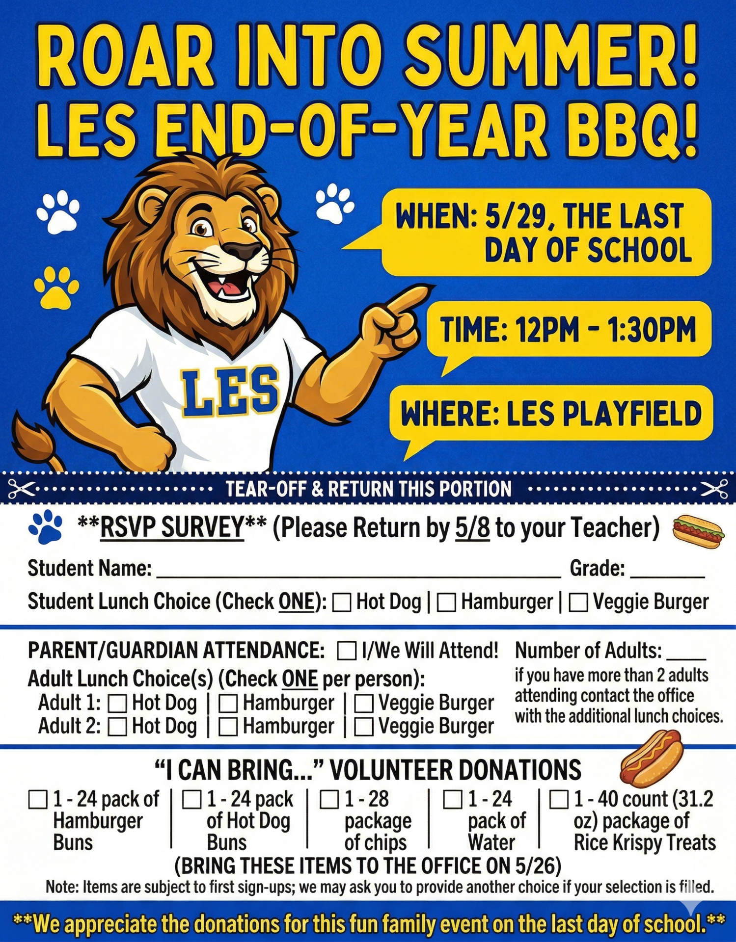 End of Year BBQ Form