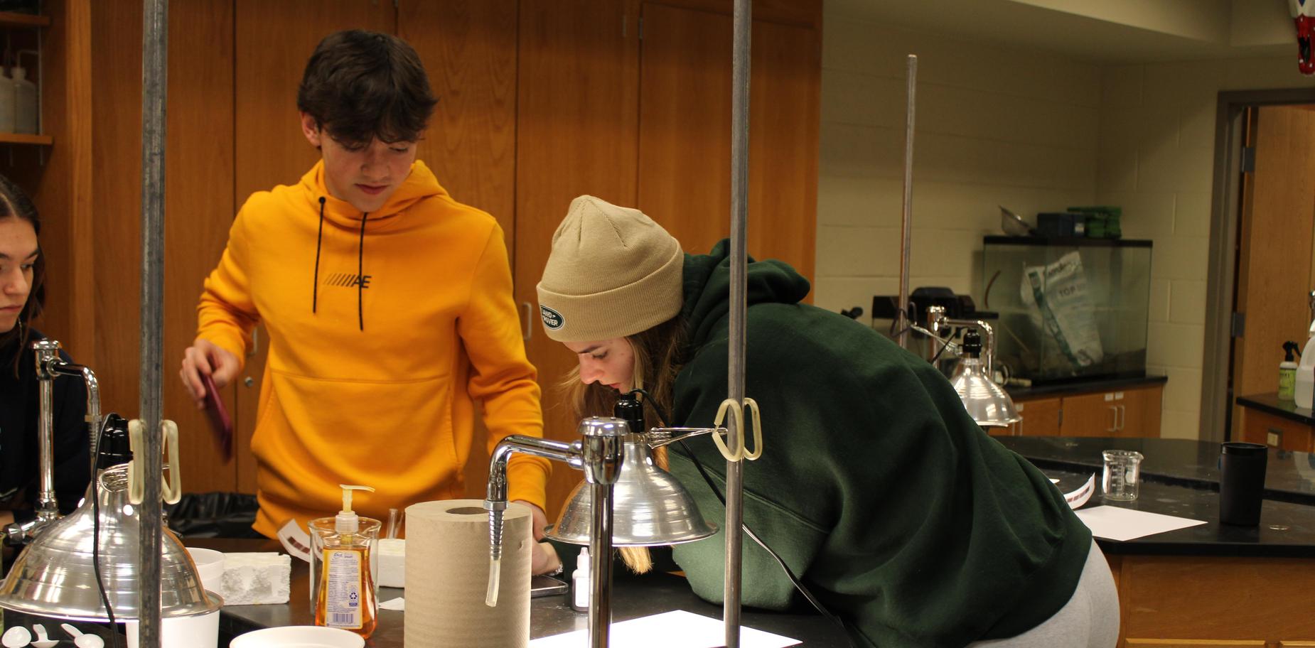 students doing biology experiment