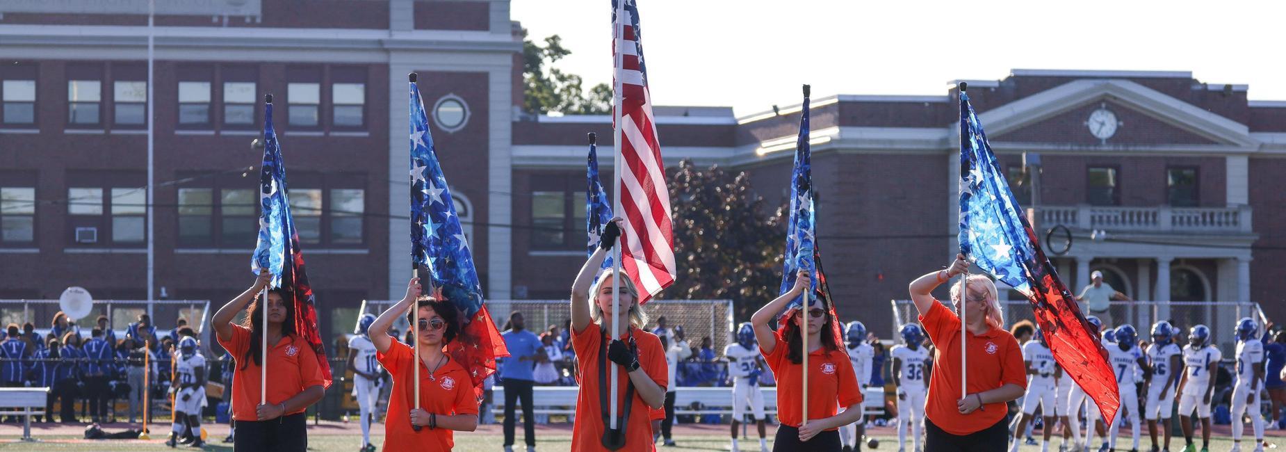 DHS Color Guard before a game
