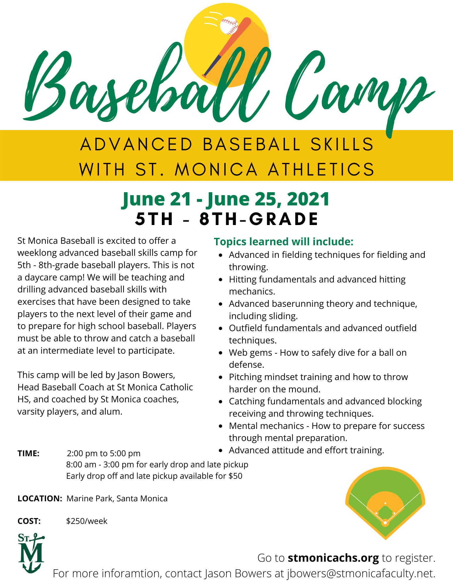 MARINER ATHLETICS BASEBALL CAMP 22 Mariner Camps St. Monica