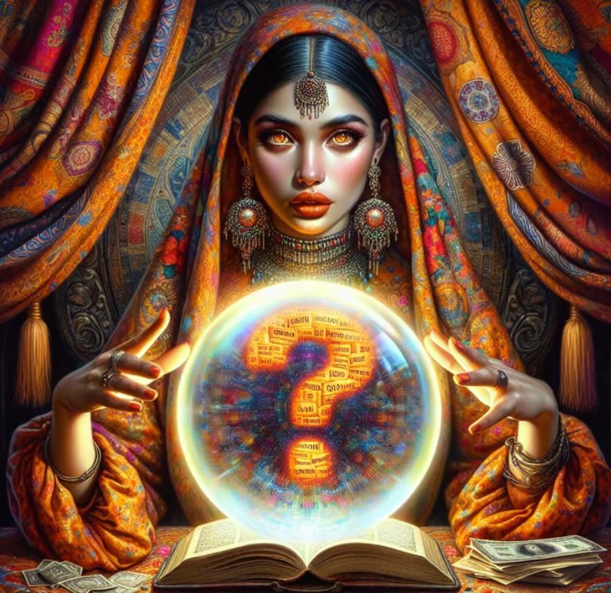 Fortune teller with crystal ball. 