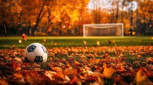 fall image with soccer ball.