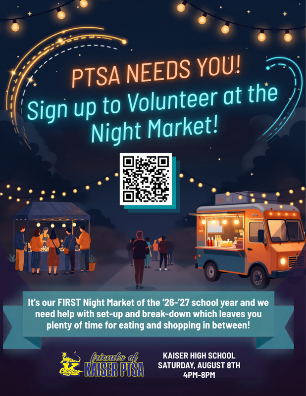 PTSA Night Market sign up flyer