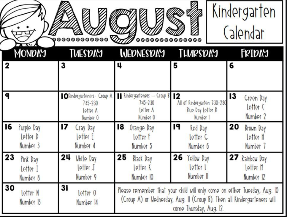 Calendar Sarah Frederick Rocky Fork Elementary School